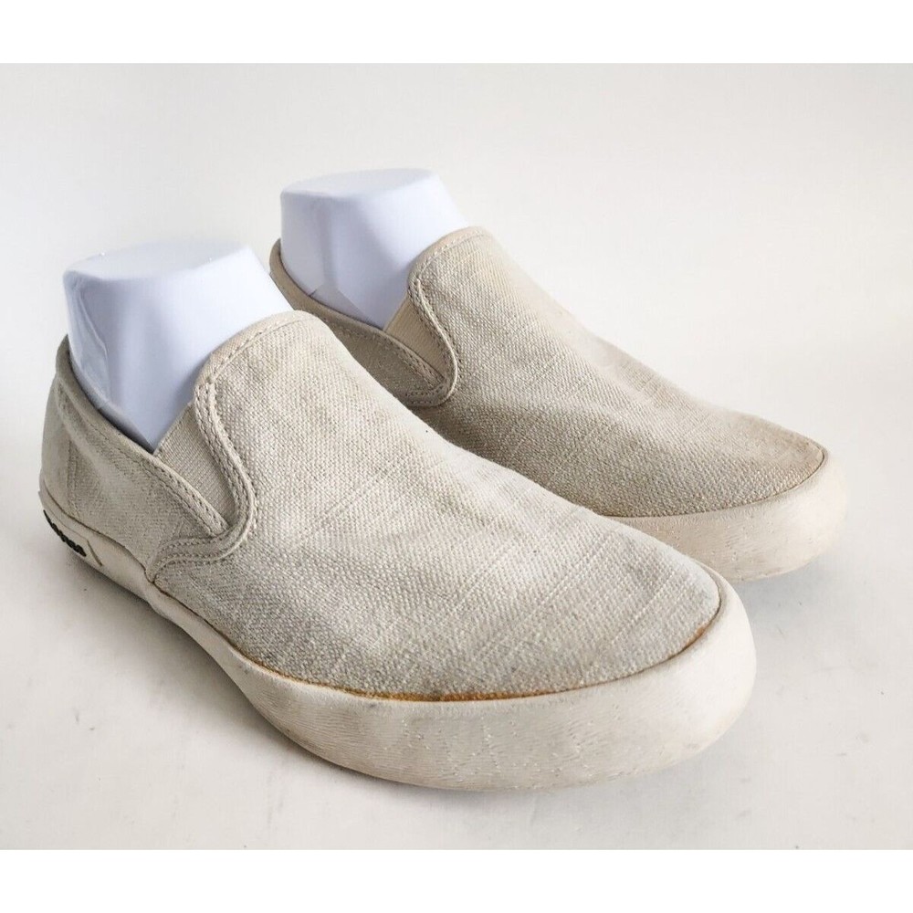 SEAVEES Men's Baja‎ Slip On Classic Linen Sneaker Natural Beige 7 Casual Preppy